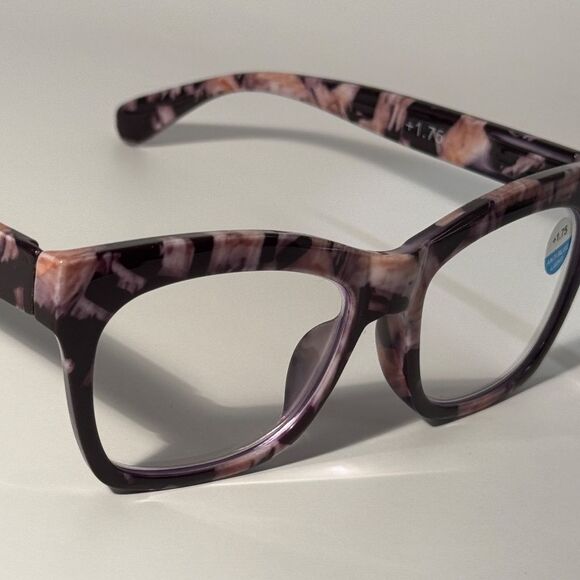 1565 Mona Reading Glasses 1.75 Black GrTortoise Readers Rounded Square Frame NWT - Picture 7 of 9